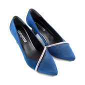 Erkan Saçmacı Shimeca Lacivert Saten Taşlı Sivri Burun İnce Topuklu Abiye Ayakkabı thumbnail 3