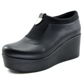 Erkan Saçmacı Sofia Exclusive Siyah Streç Tokalı Yuvarlık Burun Dolgu Topuklu Günlük Ayakkabı - 1