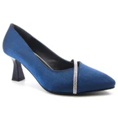 Erkan Saçmacı Shimeca Lacivert Saten Taşlı Sivri Burun İnce Topuklu Abiye Ayakkabı thumbnail 4