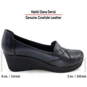 Erkan Saçmacı Shay Lacivert Hakiki Dana Derisi Çapraz Bant Detaylı Dolgu Topuklu Günlük Ayakkabı thumbnail 2