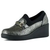 Erkan Saçmacı Catherine Gümüş Yılan Hakiki Dana Derisi Dolgu Topuklu Streç Günlük Ayakkabı thumbnail 1