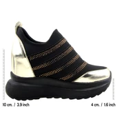 Erkan Saçmacı Margaret Altın Streç Taşlı Gizli Dolgu Topuklu Günlük Ayakkabı thumbnail 2