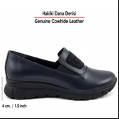 Erkan Saçmacı Morena Lacivert Dana Derisi Taşlı Yuvarlak Burun Günlük Ayakkabı thumbnail 2