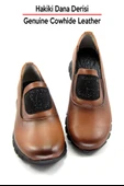 Erkan Saçmacı Morena Taba Hakiki Dana Derisi Taşlı Yuvarlak Burun Günlük Ayakkabı thumbnail 4