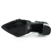 Erkan Saçmacı Molly Siyah Rugan Taşlı Fileli Kalın Topuklu Ayakkabı thumbnail 5