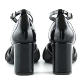 Erkan Saçmacı Molly Siyah Rugan Taşlı Fileli Kalın Topuklu Ayakkabı thumbnail 3