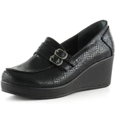 Erkan Saçmacı Taylor Siyah Yılan Hakiki Deri Dolgu Topuklu Günlük Ayakkabı - 1