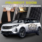 Peugeot 5008 Siyah Renk Tay Tüyü Cepli & Terletmez Sırtlı Oto Koltuk Minder Seti - Koltuk Koruma Kılıfı (ÖN & ARKA TAM SET) - 1
