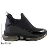 Erkan Saçmacı Viviana Siyah Taşlı Streç Gizli Dolgu Topuklu Günlük Ayakkabı - 2