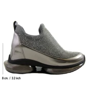 Erkan Saçmacı Viviana Platin Taşlı Streç Gizli Dolgu Topuklu Günlük Ayakkabı - 2