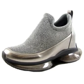 Erkan Saçmacı Viviana Platin Taşlı Streç Gizli Dolgu Topuklu Günlük Ayakkabı - 1