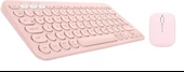 Insignia Flex 11.6" Uyumlu Kablosuz Bluetooth Pilli Klavye Mouse Seti - Pembe - 1