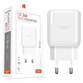 POWERWAY QC3 HIZLI 3000 MA 18W TÜM TELEFONLARA UYUMLU USB ŞARJ KAFA BAŞLIK ADAPTÖRÜ - 1