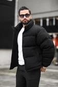 ERKEK DİK YAKA KIŞLIK ÖRME MONT - 1