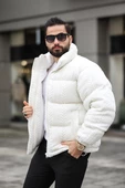 ERKEK DİK YAKA KIŞLIK ÖRME MONT - 7