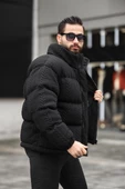 ERKEK DİK YAKA KIŞLIK ÖRME MONT - 2