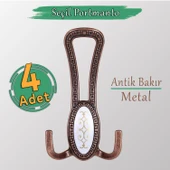 4 ADET Seçil Antik Bakır Metal Portmanto Vestiyer Duvar Dolap Elbise Mobilya Kapı Askısı Askılığı - 1