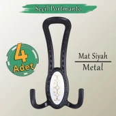 4 ADET Seçil Siyah Metal Portmanto Vestiyer Duvar Dolap Elbise Mobilya Kapı Askısı Askılığı - 1