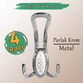 4 ADET Seçil Krom Metal Portmanto Vestiyer Duvar Dolap Elbise Mobilya Kapı Askısı Askılığı - 1