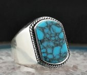 Mavi Firuze Taşlı 925 Ayar Gümüş Yüzük thumbnail 2