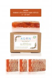 100 El Yapımı Doğal Kabak Lifli Ballı Eşek Sütü Sabunu 3lü Set 360 Gr - 1