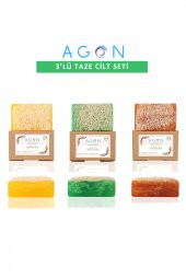 100 El Yapımı Kabak Lifli Doğal Argan, Ballı Süt ve Limon Sabunlu Taze Cilt Seti - 1