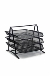 Mas Evrak Rafı Metal Perforeli 3 Lü Siyah Metal Evrak Rafı thumbnail 2