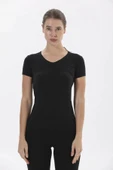 Yıldız 2371 Kadın V Yaka Siyah Kısa Kollu T-shirt thumbnail 1