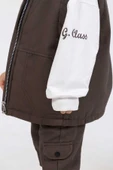 Kapüşonlu Sweatshirtlü Cepli 3 Parça Erkek Çocuk Yelekli Takım - 7
