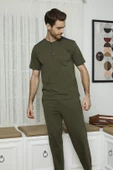 KLY 7612 Erkek Midi Yaka 3'Lü Pijama Takım - 2
