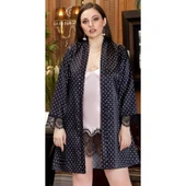 Jeremi 3244 İpek Saten Battal İkili Kısa Gecelik Sabahlık Takım - 1