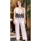 Jeremi 3245 İpek Saten Battal Üçlü Uzun Askılı Pijama Takımı thumbnail 2