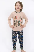 RolyPoly 1830 2-8 Yaş Bear Kamuflaj Koyu Bej Erkek Çocuk Pijama Takımı - 1