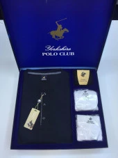 Polo Club Erkek Damat Uzun Kol Pijama Takım Atlet Boxer Çorap Kutulu Set - 6