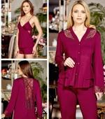 Jeremi 553 6'lı Çeyizlik Penye Dantelli Uzun Gecelik Sabahlık Set - 2