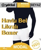 Yıldız 405 Beyaz Havlu Bel Modal Likralı Boxer - 2