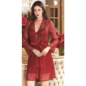 Jeremi 470 6'lı Saten Dantelli Gecelik Sabahlık Takımı thumbnail 1