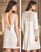 Jeremi 2654 Çeyizlik İkili Cotton Gecelik Sabahlık Takım - 2