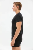 Yıldız 127 Erkek Siyah V Yaka Süper İnce Modal Pamuk Terletmez Kısa Kollu Tshirt - 4