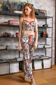 Anıl 4159 Kadın Çiçekli Viskon Push Up Büstiyer Pijama Takım - 1