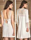 Jeremi 2654 Çeyizlik İkili Cotton Gecelik Sabahlık Takım - 2