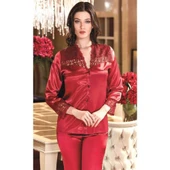 Jeremi 470 6'lı Saten Dantelli Gecelik Sabahlık Takımı thumbnail 2