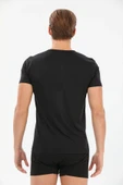 Yıldız 127 Erkek Siyah V Yaka Süper İnce Modal Pamuk Terletmez Kısa Kollu Tshirt - 5