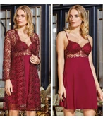 Jeremi 563 6'lı Penye Dantelli Gecelik Sabahlık Çeyiz Gelin Seti - 7