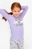 Roly Poly 2455 Kız Çocuk Follow The Rainbow Lila Uzun Kol Pijama Takımı thumbnail 1