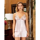 Jeremi 6'lı Kısa İpek Saten Gecelik Sabahlık Takımı - 8