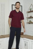 KLY 7557 Erkek V Yaka Pijama Takım - 1