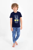 Roly Poly 2334 Erkek Çocuk Pineapple Lacivert Mavi Kısa Kol Pijama Takımı - 1