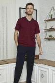 KLY 7557 Erkek V Yaka Pijama Takım - 4