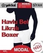 Yıldız 406 Siyah Havlu Bel Modal Likralı Boxer - 2